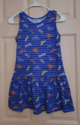 Vestido de manga corta Super Hero azul 7-8 poliéster para niñas Foto 1 de 4