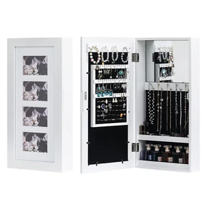30x9x60cm Wandhalterung Weiß Schmuck Spiegel Schrank Foto Display Organizer Box - Bild 1 von 12