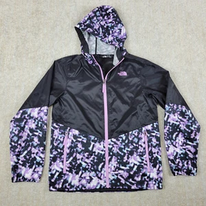 The North Face Coat Jacket Girls L 14 16 Black Purple Full Zip Hooded Waterproof - Picture 1 of 12
