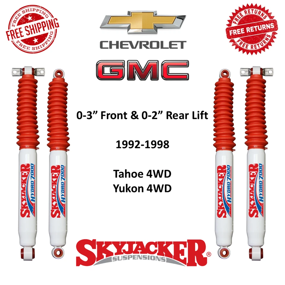 Juego de amortiguadores hidráulicos de elevación delanteros y traseros Skyjacker 0-3" para 92-98 Tahoe Yukon 4x4 Foto 1 de 4