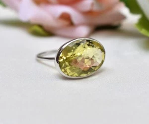 Natural Lemon Quartz Handmade 925 Sterling Silver Ring, Gift Purpose Ring - Picture 1 of 5