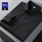 Mens Dress Shirts Formal Business Long Sleeves Elastic Button Casual Shirts Tops