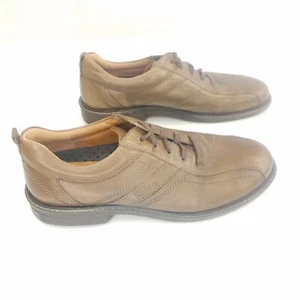 Ecco Brown Leather Lace Up Oxfords Bicycle Toe Comfort Shoes Mens Size 45 US 11 - Picture 1 of 7