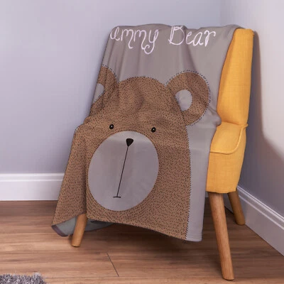 Carino Mummia Orso Neutro Design Morbido Coperta IN Pile Mother's Giorno Regalo - Immagine 1 di 4