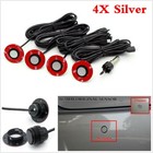 4X Silver Parking Sensor Car 16mm Adjustable Flat Hidden Reverse Parking Radar