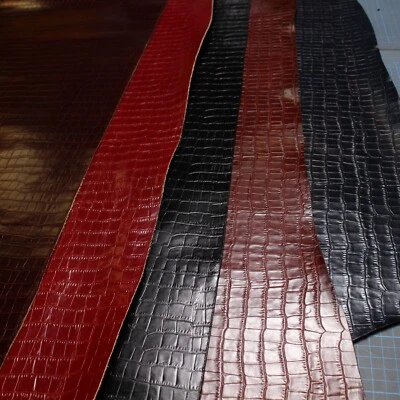 VERA PELLE Lederstück / Kalbsleder/ Lederreste / Bastelleder / Kroko Style / ca. 1,5 mm