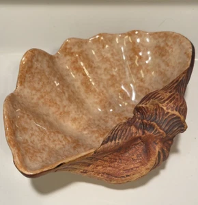 Plato de cerámica de estudio firmado vintage esculpido Seashell Bowl 2003 Ellen Evans - Imagen 1 de 9
