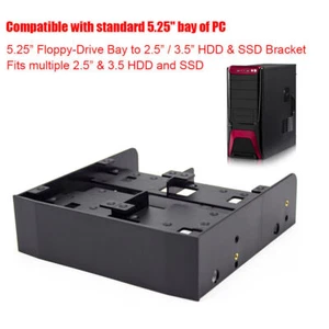 OImaster 2.5" / 3.5" HDD / SSD to 5.25" Floppy Drive Bay Computer Mounting Brack - Afbeelding 1 van 7