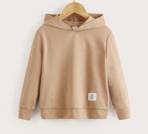 SHEIN Kids Long Sleeve, Beige Letter Patched  Hoodie, Size 3-5 Y - Picture 1 of 5