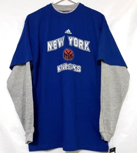 NWT Adidas New York Knicks Womens XL Long Sleeve Crew Neck Shirt NBA Blue Gray - Picture 1 of 10