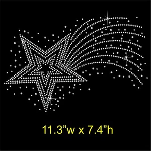 Shooting Star Strass/Diamant Hotfix Aufbügeln Transfer Motiv Applikation - Bild 1 von 3