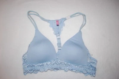 Mujer BABY BLUE LOUNGE SUJETADOR Acentos de Encaje COPAS ACOLCHADAS Pullover Racerback 32B Foto 1 de 2