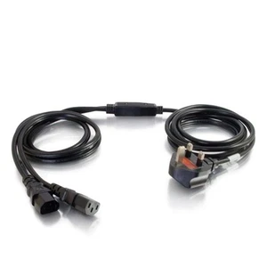 C2G 80628 3M 17 AWG UK Power Cable Splitter (2 x IEC320C13 to BS 1363) 9 Foot Ke - Afbeelding 1 van 7