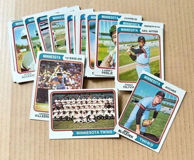 1974 Topps Twins lote de 22 tarjetas de equipo, Killebrew, Blyleven, Campbell novato Oliva Foto 1 de 4