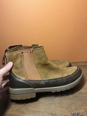 女士 Merrell Emery 踝靴麂皮绒皮革橡胶棕色冬季 10 码原样 — 第 1/4 张图片