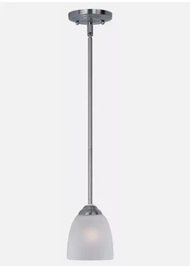 Maxim Stefan Ceiling Light Mini Pendant, Satin Nickel Finish, Frosted Glass - Picture 1 of 5