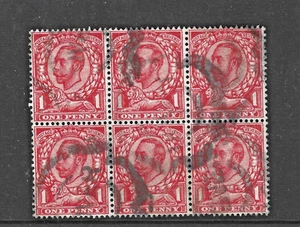george 5th stamps one penny red used block of 6 no cross on crown as scan - Picture 1 of 1