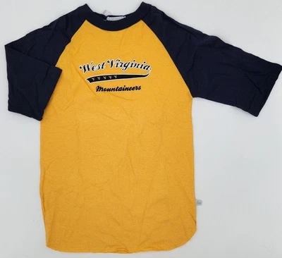 Camisa de béisbol WVU talla YM 10-12 manga raglán dorada West Virginia University Foto 1 de 4