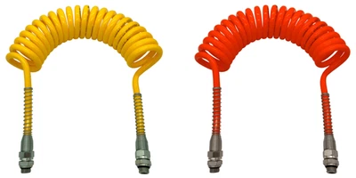 Luftwendel Gelb & Rot M16x1,5 Set 4m Druckluftschlauch Spiralschlauch LKW Agrar - Bild 1 von 3