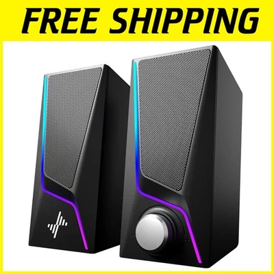 Hi-Fi Stereo Computer Speakers with 6 Lighting Modes - Image 1 of 4