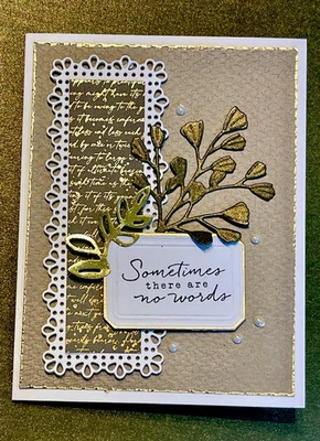 Kit de 4 tarjetas de simpatía estampación hágalo usted mismo conjunto “a veces sin palabras” tallos detalles dorados Foto 1 de 2