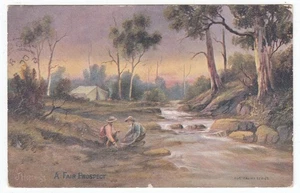 Una perspectiva justa por Hutchings serie de arte Australia pintura antigua postal 1905 - Imagen 1 de 2