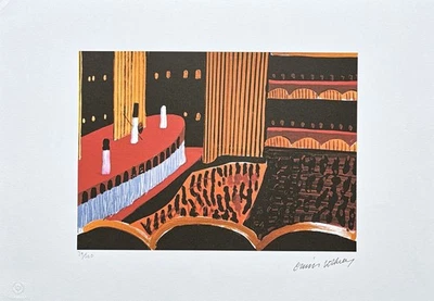 DAVID HOCKNEY - Sala de Teatro II - firmada, numerada edición 29/500, 50x35 cm Foto 1 de 4