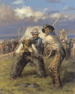 Cowboy Baseball by Andy Thomas - Canvas Giclee Timeless Edition - 16 x 20 - Picture 1 of 4