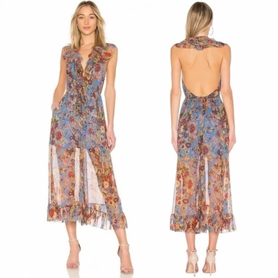 Mono Zimmermann Lovelorn Talla 0/8 AU/4 EE. UU. Mono Floral Azul Seda Foto 1 de 4