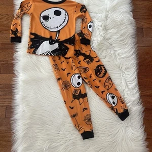 2-Piece The Nightmare Before Christmas Pajama Set Boys 3/4 Orange Halloween - Picture 1 of 4
