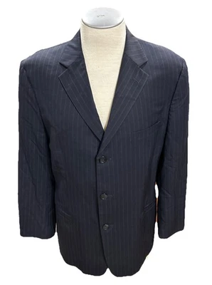 Blazer Versace Clásico de Lana para Hombres 54 Azul Marino con Rayas Traje Chaqueta Foto 1 de 4