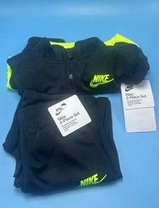 Nike Little Boys Logo Taping Jacket and Pants 2 Piece Set Black/Volt 4T - Picture 1 of 6