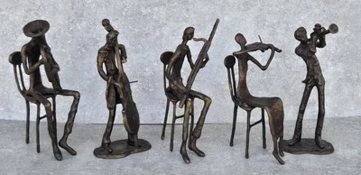 Set Mid Century Alfonse Burn Cast Bronze String Brass Pit Orchestra Sculptures - Image 1 of 4
