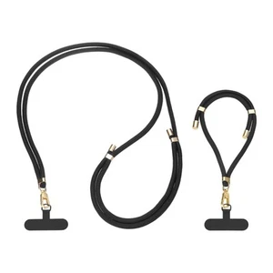Phone Lanyard, 1pcs Crossbody Phone Strap 1pcs Wrist Strap with 2 Pads, Black - Zdjęcie 1 z 7