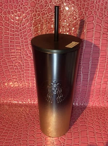 Starbucks Tumbler Translucent black matt & Gold 24oz Straw New . - Picture 1 of 12