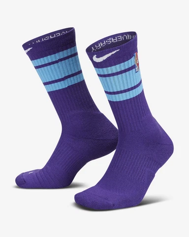 NEW SIZE M 6-8 NIKE LOS ANGELES LAKERS L NBA 75th ANNIVERSARY SOCKS PURPLE RETRO Cover