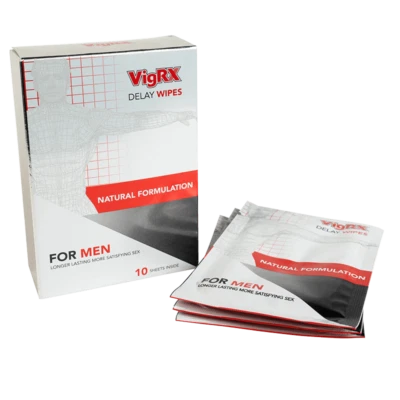 Desensibilizador de mejora masculina VigRX Delay Wipes dura más tiempo - Suministro para 1 mes Foto 1 de 3