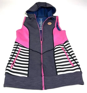 ROXY Sleeveless Hooded Scuba Full Zip Vest Sz 6 M Long Grayish Purple Pink Gray - Picture 1 of 8