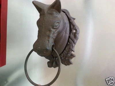 Cast Iron Antique Style Horse Head Door Wall Decor / Cottage Towel Ring Rustic - image 1 of 4
