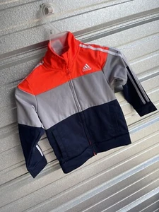 Adidas Boys Size 5 Orange/Gray/Blue Warm Up Track Jacket EUC (WTF43)z - Picture 1 of 2