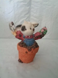 1996 Mary's Moo Moos - "Peek-A-Moo" Cow Figurine # 207136 - Flower Pot - Bild 1 von 2