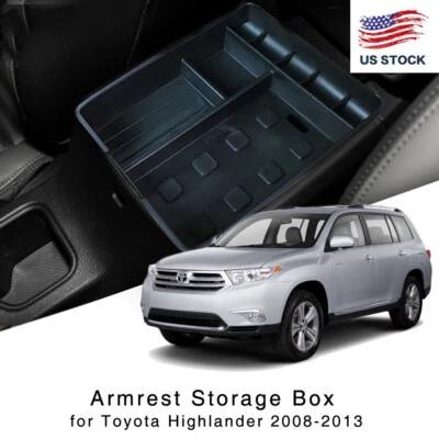 Caja de almacenamiento con reposabrazos para Toyota Highlander 2008 2009-2013 bandeja de consola central Foto 1 de 4
