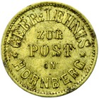 TOKEN Biermarke - ZUR POST IN HORNBERG - GEBR. LEHNIS - GUT FÜR 1/4 LITER BIER