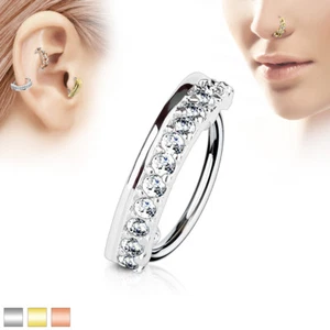 CZ Surgical Steel Ear Cartilage Earrings Daith Tragus Helix Hoop Nose Rings - Picture 1 of 7