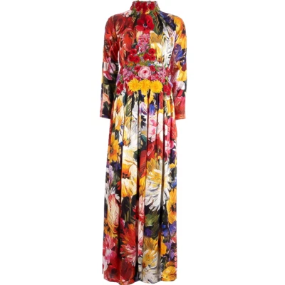 DOLCE & GABBANA Maxi Dress Floral Silk Embroidered Flowers Size 42 RP £19990.00 - Image 1 of 4