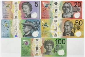 Set 5Pcs Australia 5 10 20 50 100 Dollars P 62 63 64 65 66 UNC NEW Banknote - Picture 1 of 2