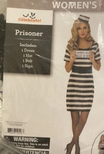 Disfraz Cárcel Mujer Mediano 8-10 Halloween Conjunto Completo Vestido. Cinturón Sombrero Nuevo - Imagen 1 de 3