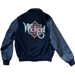 Vintage 90s Pete’s Wicked Ale Size L Mens Wool Leather Varsity Bomber Jacket USA - Picture 1 of 6