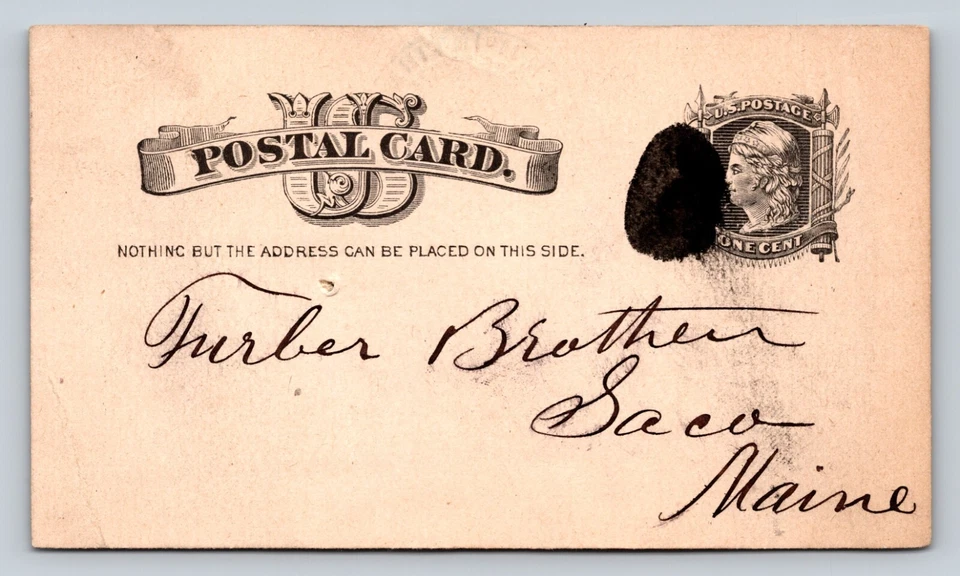 c1884 Liberty 1c US VICTORIAN Era Postal Card CHICAGO IL Communication - Image 1 of 3