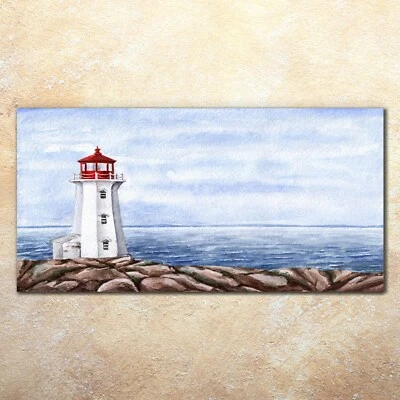 Glasbilder Wandbild Druck auf Glas 140x70 Foto Bild Leuchtturm Wasser landschaft - Bild 1 von 4